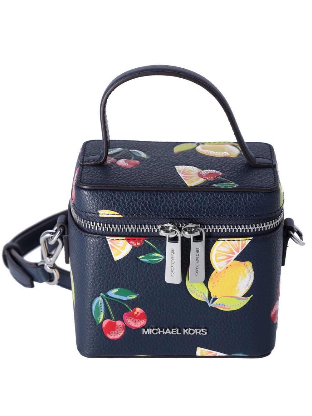 Michael Kors Navy Mini Vanity Crossbody Bag with Lemon & Cherry Print